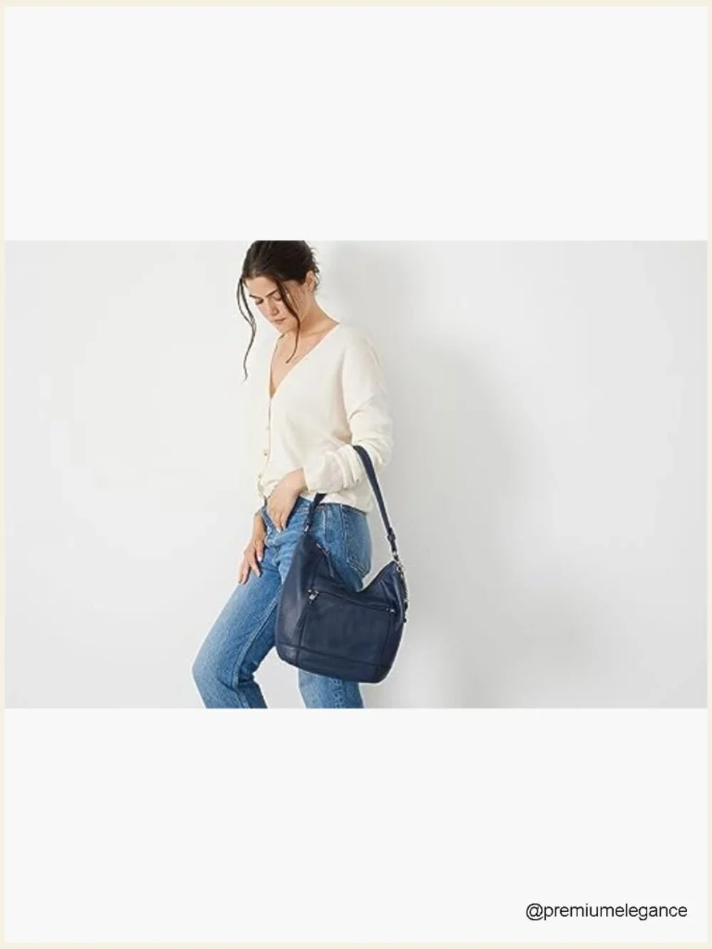 Large Leather Hobo Bag with Zipper Pocket - Everyday Travel Purse